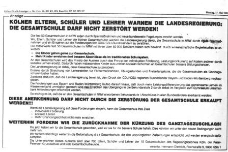 Anzeige in der Zeitung